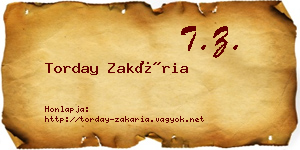 Torday Zakária névjegykártya